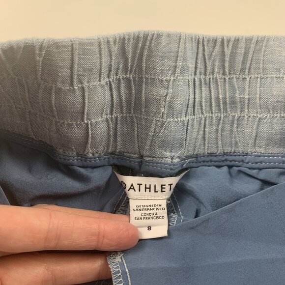 Athleta Light Blue Chambray Linen Cabo Wide Leg Pant 8 - Picture 3 of 7